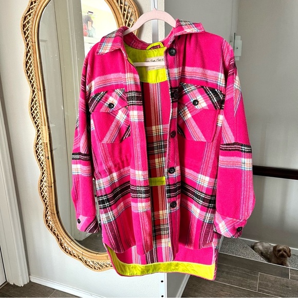 Free People Jackets & Blazers - Free People / Down For You Plaid Shirt Jacket Pink
